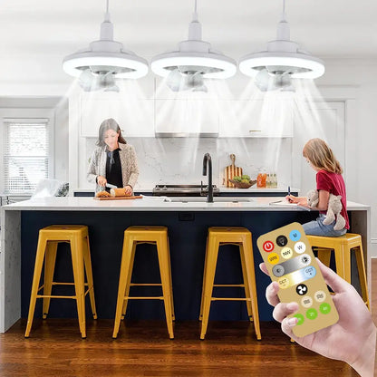 Verstelbare Plafondventilator met Geïntegreerde Verlichting 360° Zwenkkop E27 Fitting Dimbaar LED