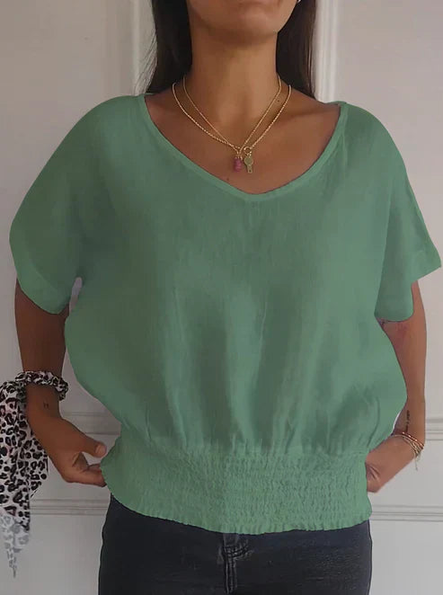 Dames T-shirt Korte Mouwen V-hals Zomer