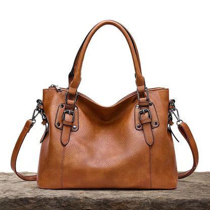 Elegante Leren Schoudertas met Verstelbare Riem en Magnetische Sluiting voor Dagelijks Gebruik en Werk