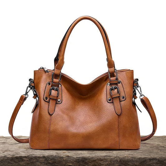 Elegante Leren Schoudertas met Verstelbare Riem en Magnetische Sluiting voor Dagelijks Gebruik en Werk