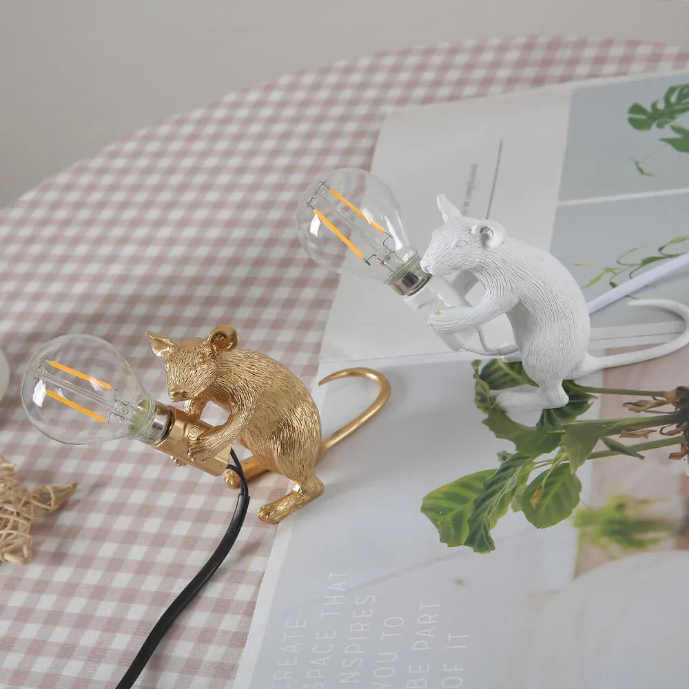 Decoratieve Muizenlamp Hars LED Verlichting Zittend of Liggend Wit Goud Zwart Tafel- en Nachtkastlamp voor Woonkamer Slaapkamer Kinderkamer