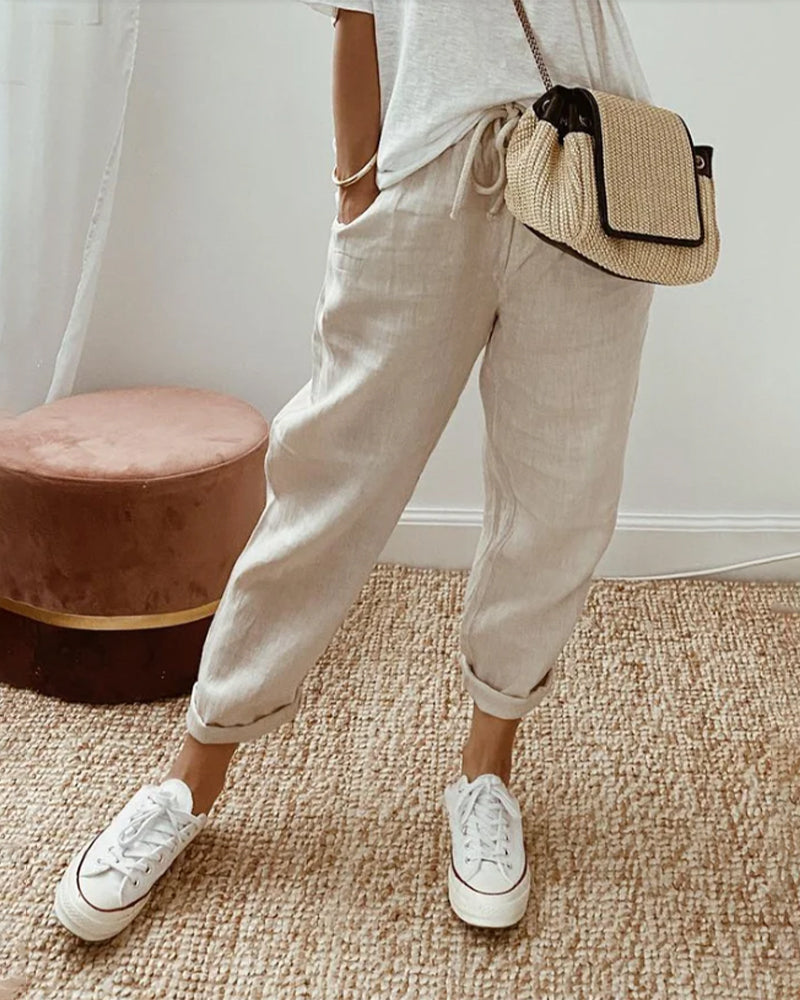 Linnen Broek Zomerse Katoen Stijl - StudioMarella