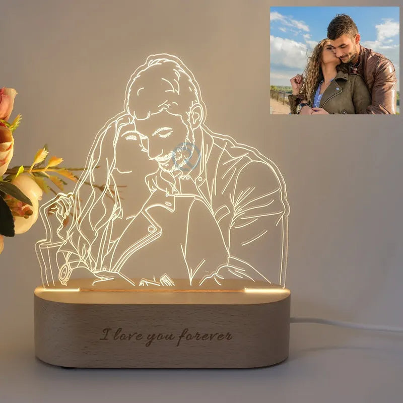 Gepersonaliseerde Fotolamp met Eigen Afbeelding en Tekst – RGB LED Verlichting voor Romantische Momenten