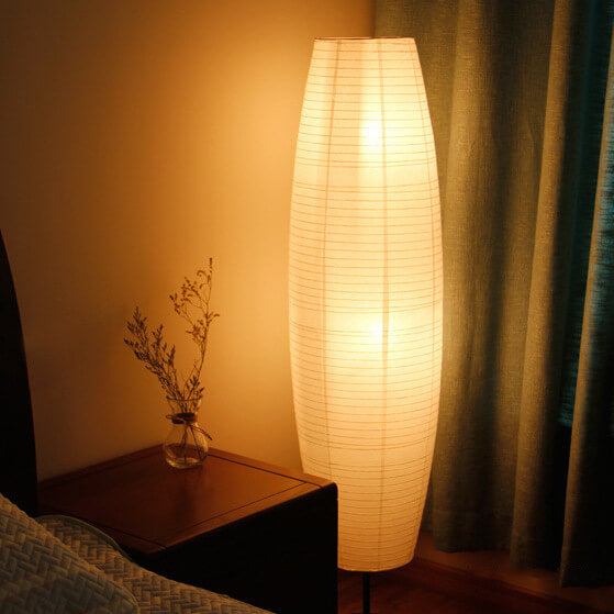 Vloerlamp Rijstpapier Zuil 2xE14 137cm Woonkamer Slaapkamer Scandinavisch Staande Lamp Wit Papieren Kap Sfeerverlichting