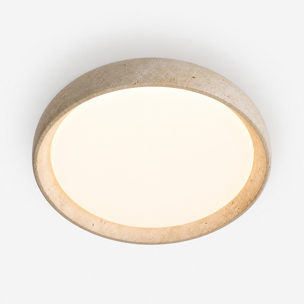 Plafondlamp Travertijn Sculptuur Beige Natuursteen 30cm 43cm Scandinavisch Warm Licht