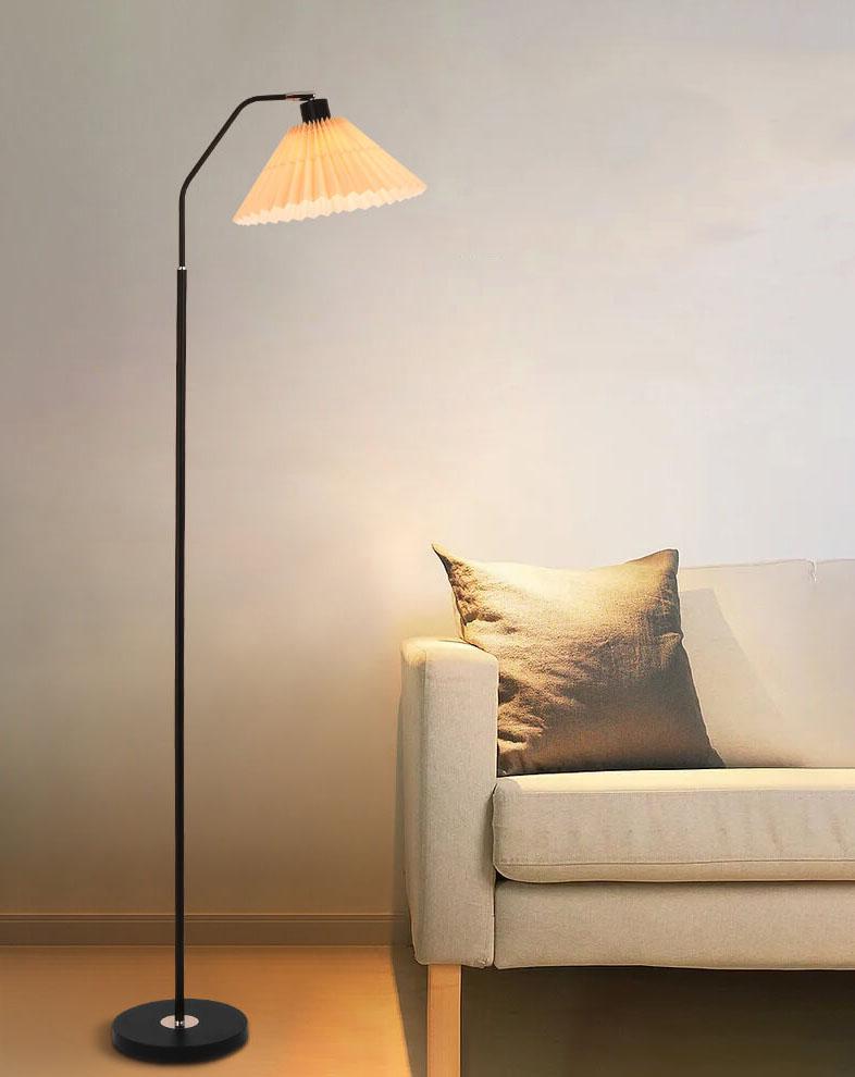 Vloerlamp Geplooide Kap Metaal 149cm Woonkamer Slaapkamer Dimbaar Staande Lamp Stof Retro Scandinavisch Leeslamp