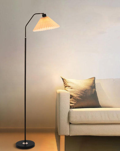Vloerlamp Geplooide Kap Metaal 149cm Woonkamer Slaapkamer Dimbaar Staande Lamp Stof Retro Scandinavisch Leeslamp