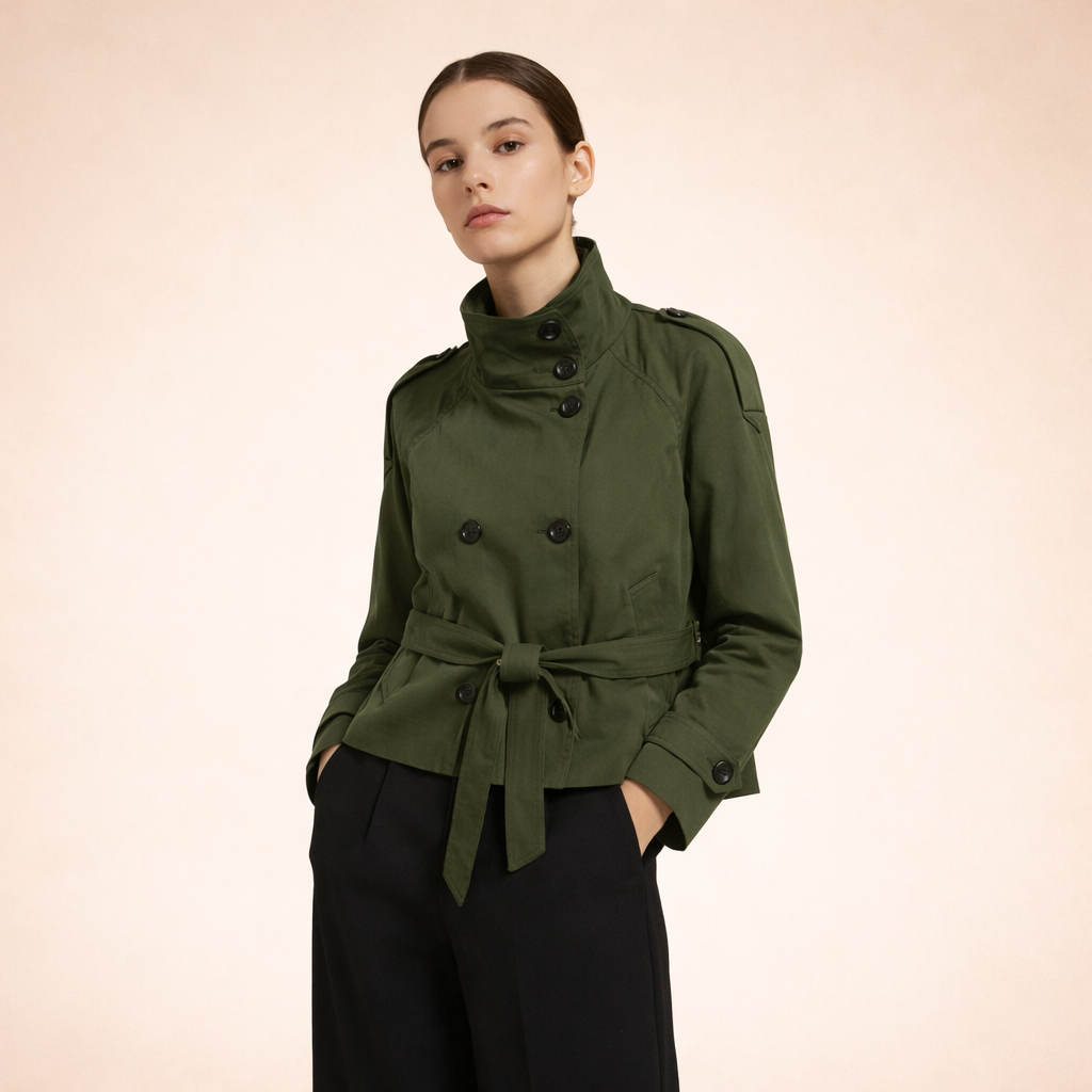 Korte Trenchcoat Dames Klassiek Waterdicht