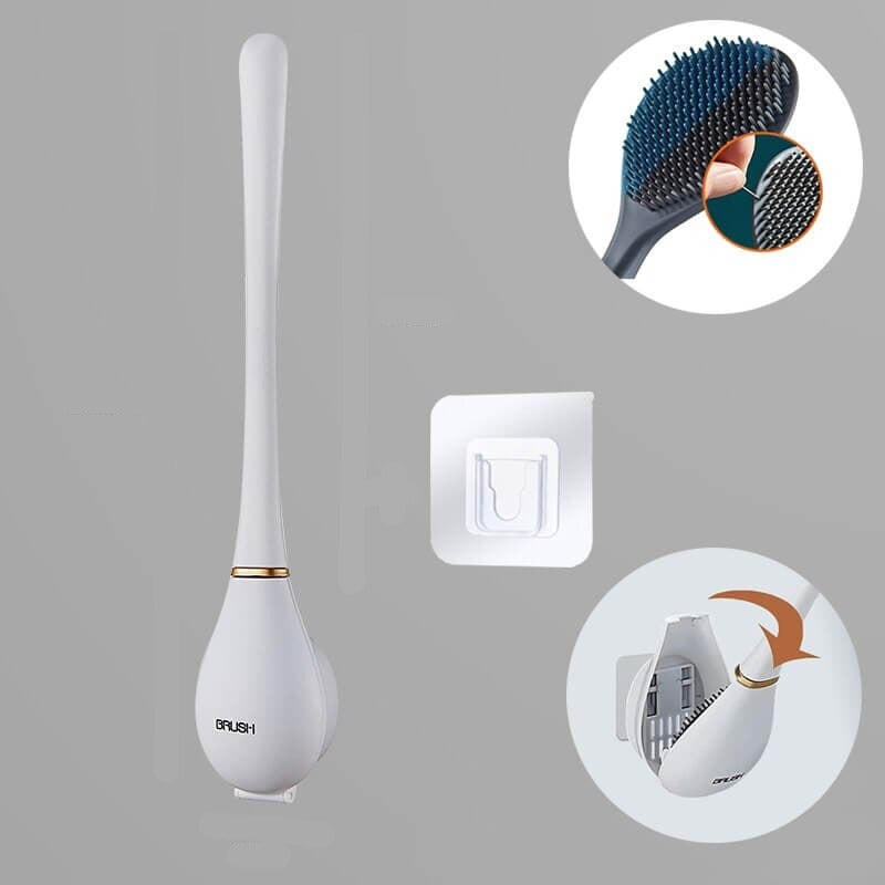 Wandgemonteerde siliconen toiletborstel met flexibel design voor hygiënische en moeiteloze reiniging