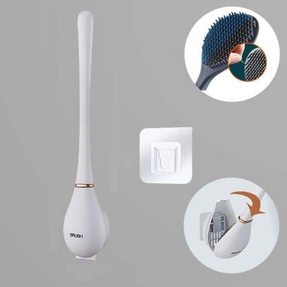 Wandgemonteerde siliconen toiletborstel met flexibel design voor hygiënische en moeiteloze reiniging