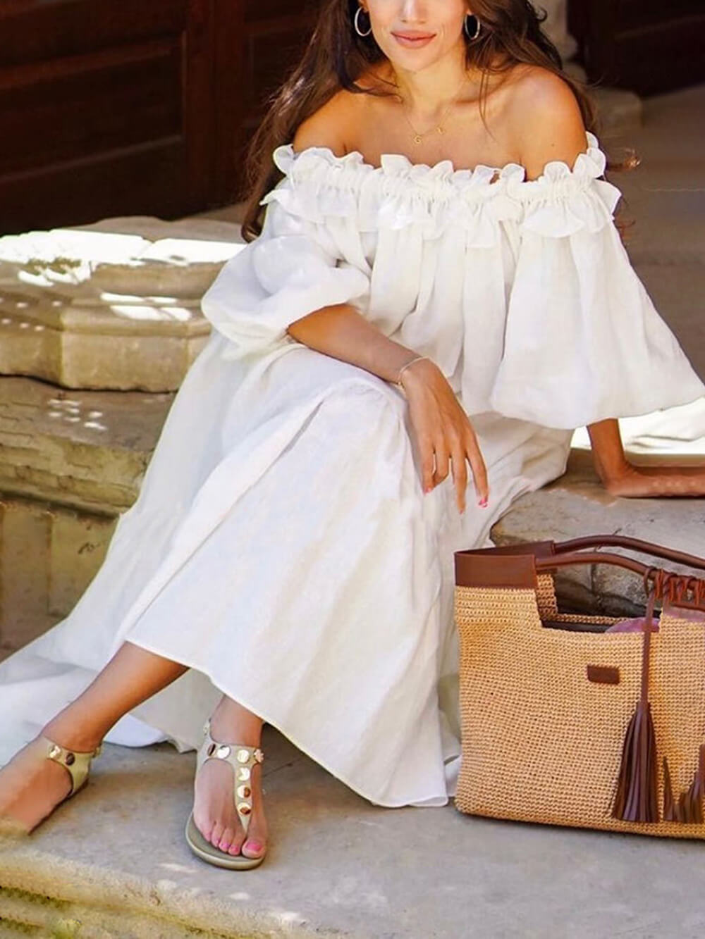 Elegante Maxi Jurk Off-Shoulder Lange Avondjurk - StudioMarella
