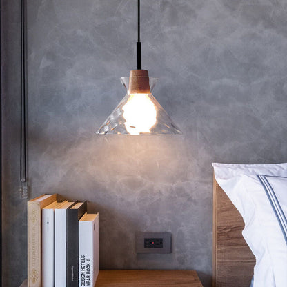 Hanglamp Glas Hout Transparant E26 Woonkamer Slaapkamer Eetkamer Pendellamp Glazen Kap Bell Cone Bowl Industrieel Retro