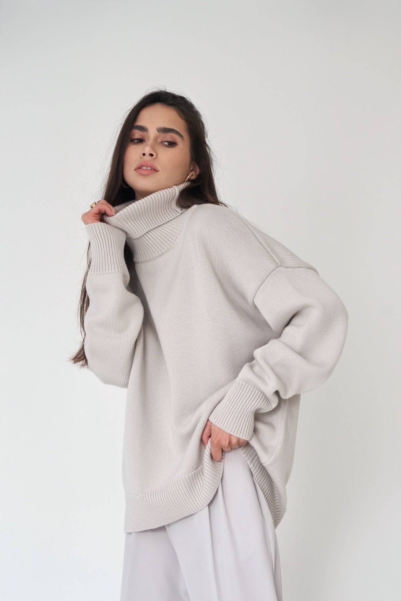 Dames Winterjas Rullekraag Warme Losse Fit