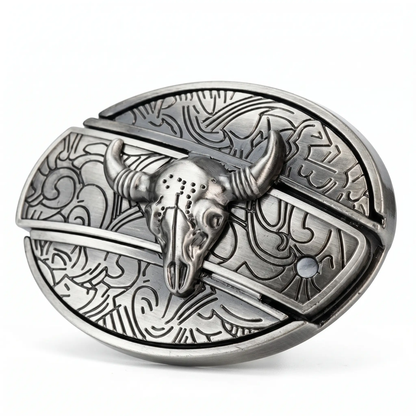 Metalen Ovale Western Riem Gesp met Ingebouwd EDC-Gereedschap | 24 Designs | Zinklegering | 7,7 x 6 cm