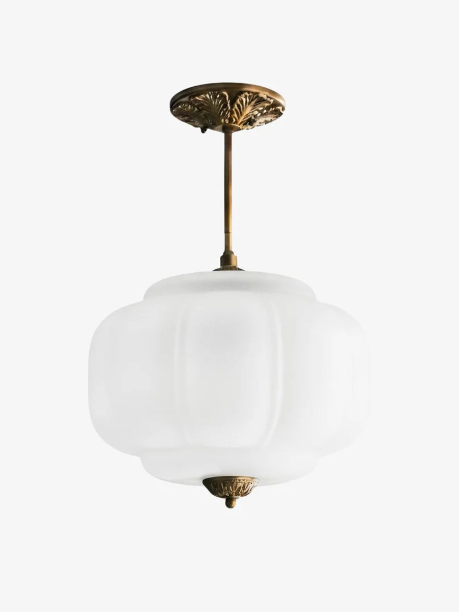 Vintage Melkglas Plafondlamp Geschulpt Rand Wit Roze Groen Blauw Helder Mat Glas Semi-Flush Hanglamp Messing Zwart Finish