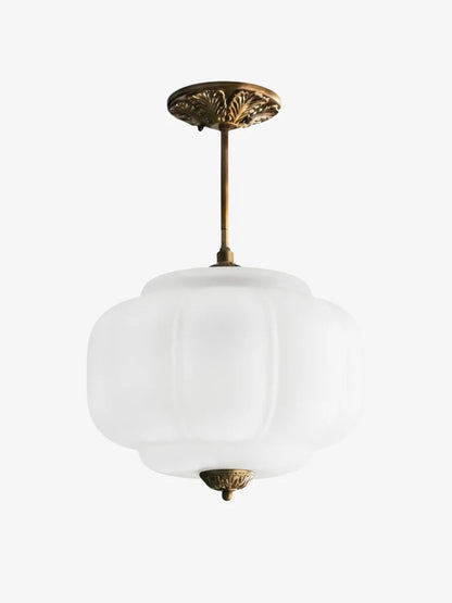 Vintage Melkglas Plafondlamp Geschulpt Rand Wit Roze Groen Blauw Helder Mat Glas Semi-Flush Hanglamp Messing Zwart Finish