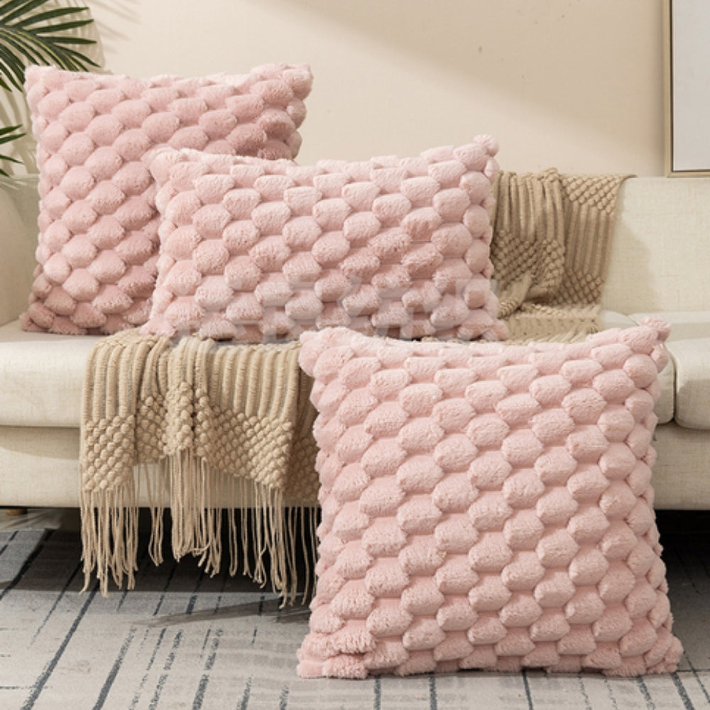 Kussenhoes 3D textuur katoen polyester roze sierkussen bank slaapkamer decoratief zacht hoes kussen vierkant rechthoek