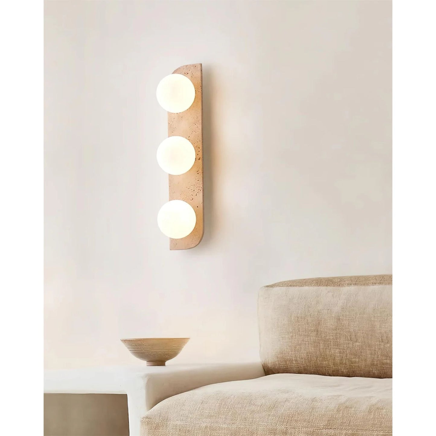 Wandlamp Travertin G9 Glas Hout Beige Woonkamer Hal Badkamer Minimalistische Wandverlichting Sfeerverlichting Natuurlijk Design