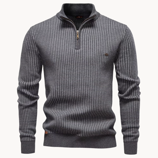 Herensweater Kwart Rits Textuur Trui - StudioMarella