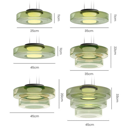 Hanglamp Glas Bauhaus Stijl LED 12W Rookgrijs Groen Amber 1-2-3 Lagen Woonkamer Keuken