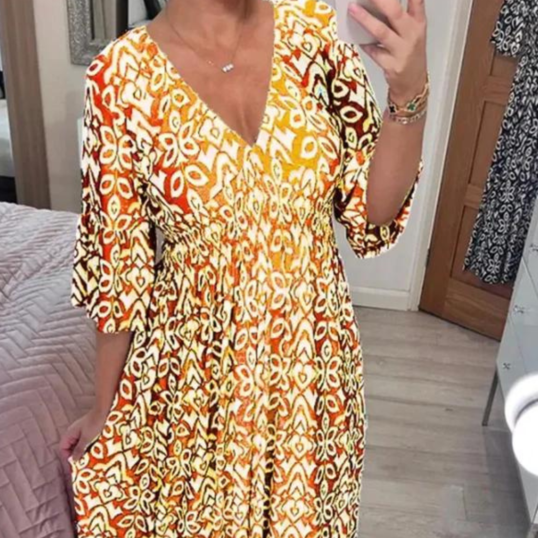 Bloemen Jurk V-hals Zomerjurk voor Vrouw