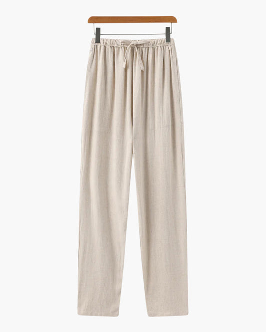 Linnen Broek Heren ZomerSlim Fit Lichtbruin Met Koord - StudioMarella