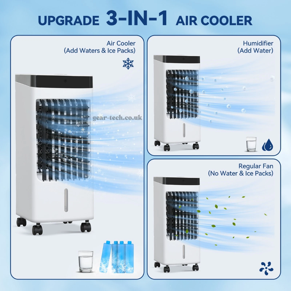 Draagbare Raambloze Aircooler met Afstandsbediening – 3-in-1 Luchtkoeler, Ventilator en Bevochtigingsfunctie voor Thuis en Kantoor