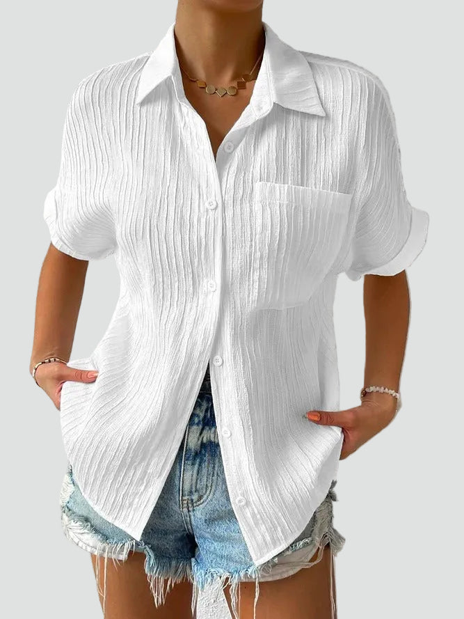 Dames Blouse Losse Pasvorm met Borstzak en Vrouwelijke Stijl - StudioMarella