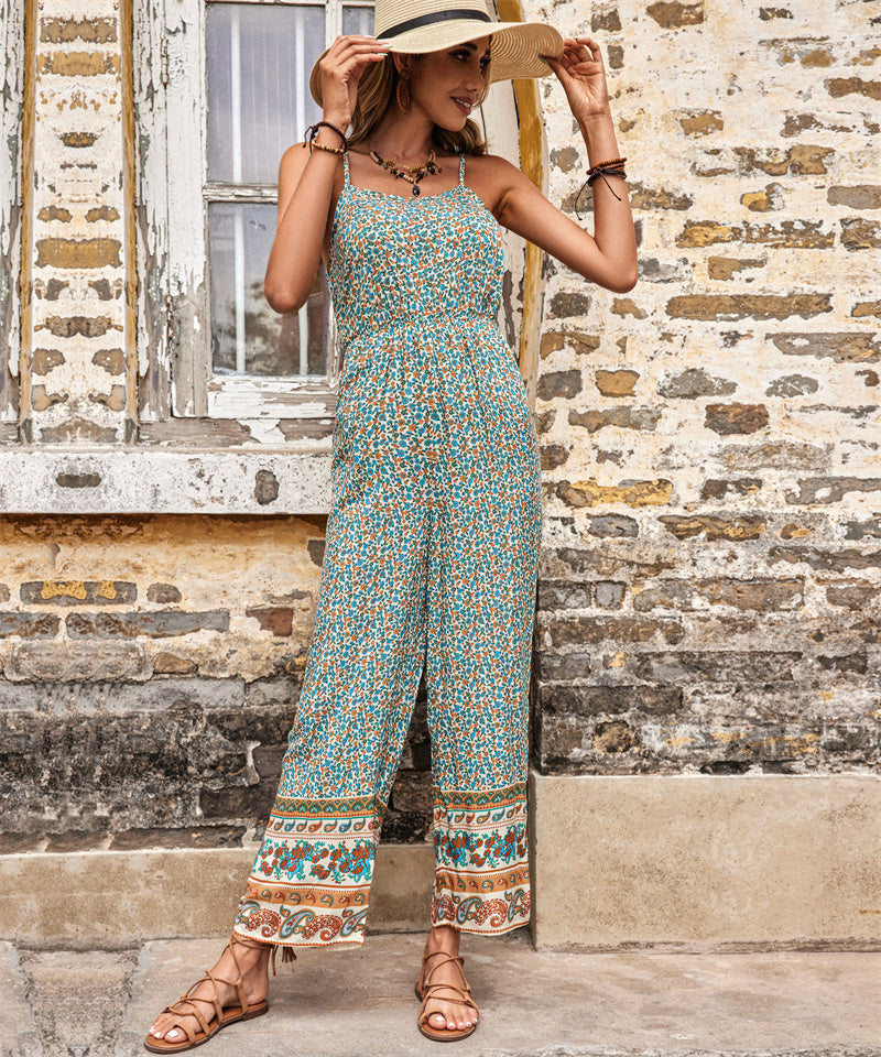 Vrouwelijke Zomer Jumpsuit Dunne Bandjes Boho Stijl