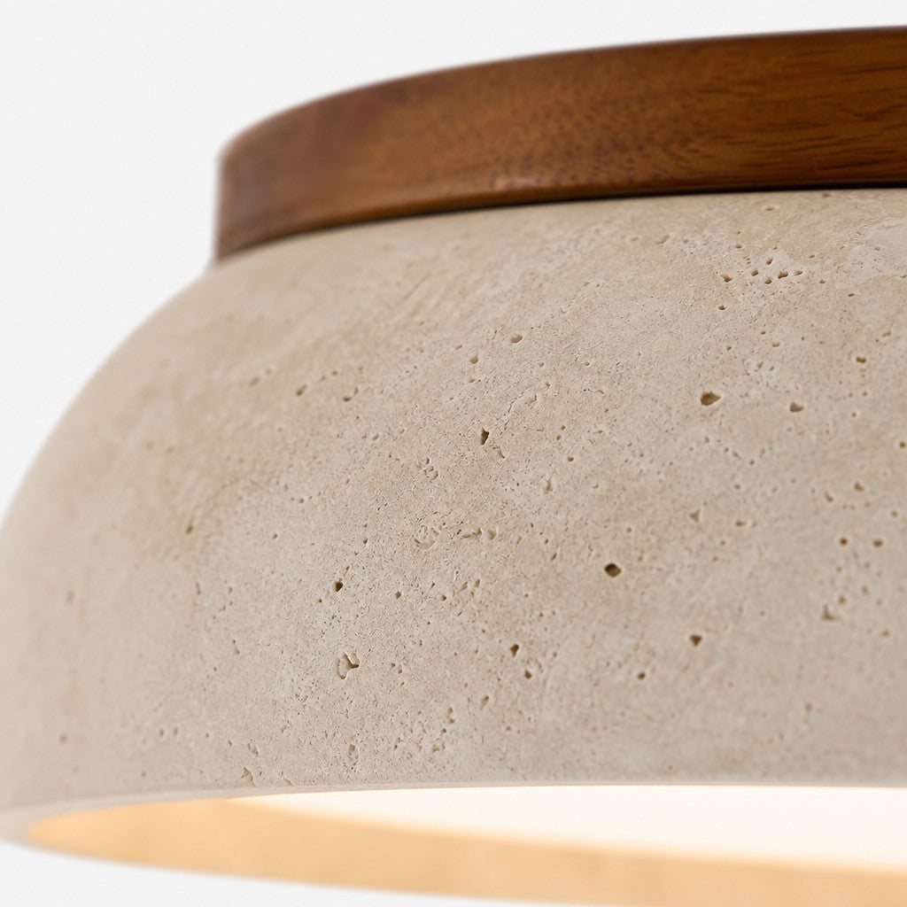 Plafondlamp Natuursteen Travertijn Beige ∅30 en ∅43 cm Warm Wit Licht Hal Overloop Woonkamer