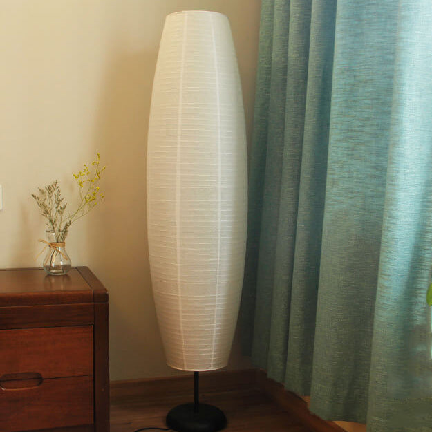 Vloerlamp Rijstpapier Zuil 2xE14 137cm Woonkamer Slaapkamer Scandinavisch Staande Lamp Wit Papieren Kap Sfeerverlichting
