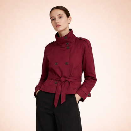 Korte Trenchcoat Dames Klassiek Waterdicht