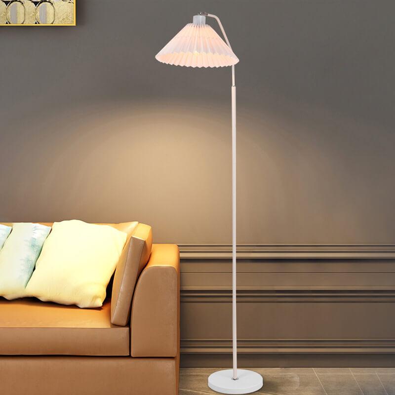 Vloerlamp Geplooide Kap Metaal 149cm Woonkamer Slaapkamer Dimbaar Staande Lamp Stof Retro Scandinavisch Leeslamp