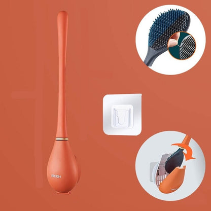 Wandgemonteerde siliconen toiletborstel met flexibel design voor hygiënische en moeiteloze reiniging