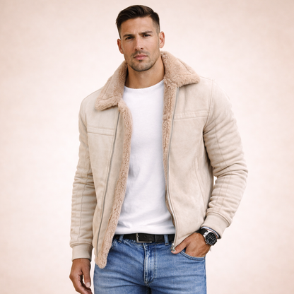 Bomberjack Heren Vintage Leren Wollen Warm