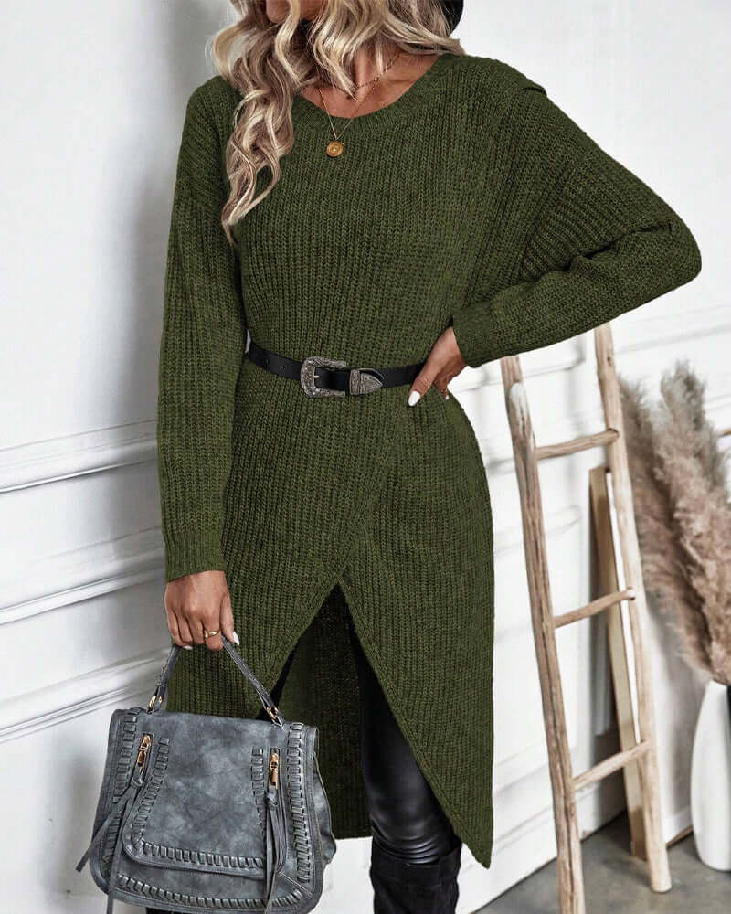 Dames Trui Jurk Lange Mouwen Gebreid Patchwork Stijl
