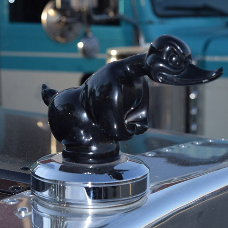 Decoratieve Eend Auto Ornament 15cm Chroom Rubber Mascotte Figuur Dashboard Accessoire Voertuig Embleem