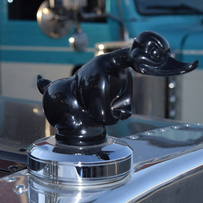 Decoratieve Eend Auto Ornament 15cm Chroom Rubber Mascotte Figuur Dashboard Accessoire Voertuig Embleem