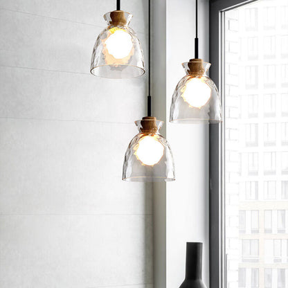 Hanglamp Glas Hout Transparant E26 Woonkamer Slaapkamer Eetkamer Pendellamp Glazen Kap Bell Cone Bowl Industrieel Retro