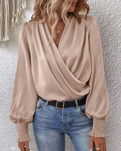 Zijde Blouse Gedrapeerd Zacht en Elegante