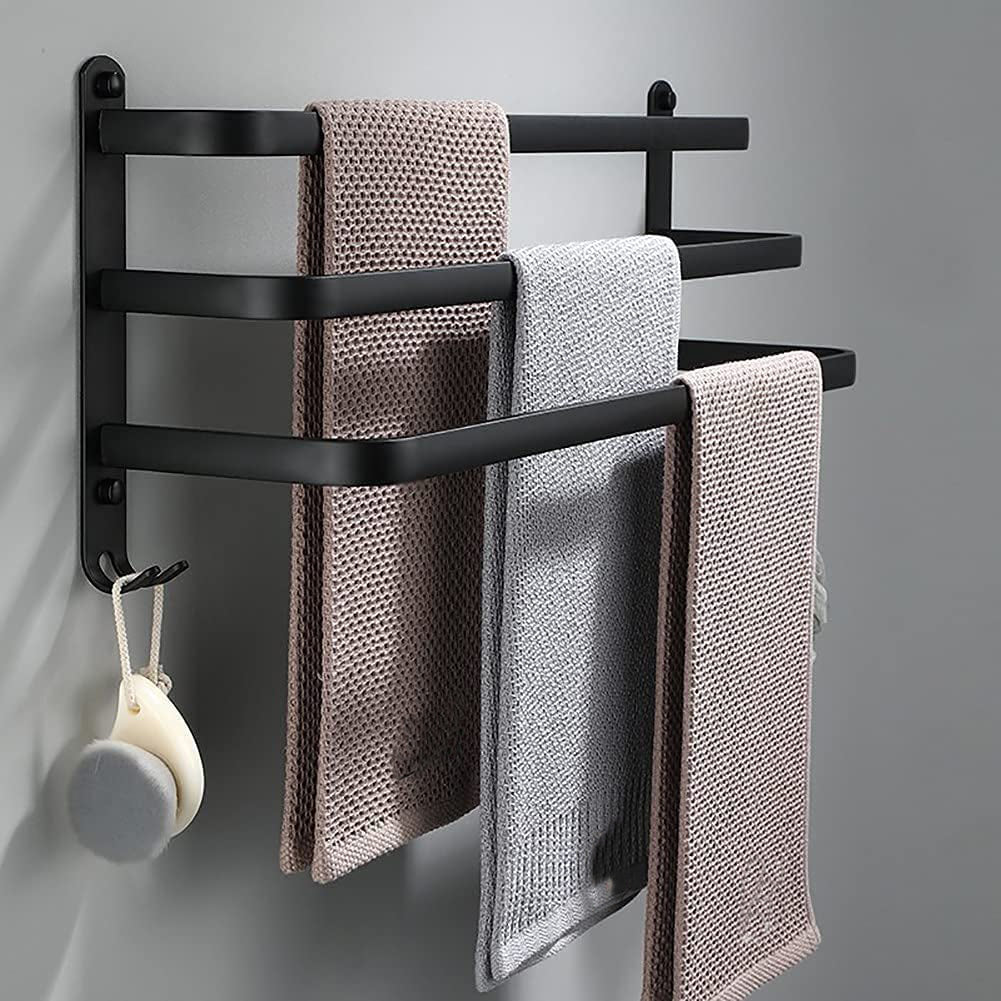 Handdoekenrek Aluminium Wandmontage Badkamer 40cm 60cm Zwart 2 3 Bar