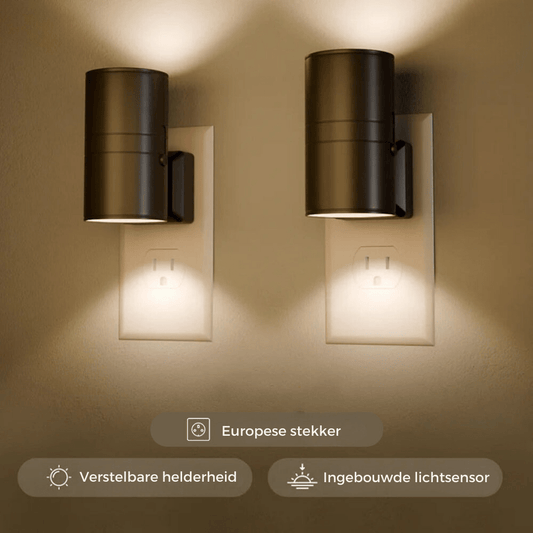 Sansoti | Wandlamp met Lichtsensor voor Stopcontact – Warm LED Nachtlicht