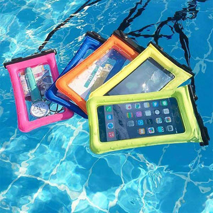 Waterdichte Drijvende Smartphonehoes – Touwtje – Universeel – Bescherming tot 30m Diepte – Zwemmen Snorkelen Strand – Geel Roze Oranje Blauw Groen