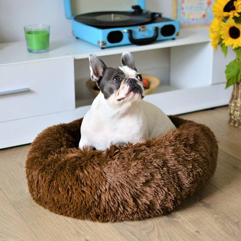 Huisdiermand Pluche Rond met Verhoogde Rand Grijs Bruin Roze voor Honden en Katten 40-120 cm Wasbaar Rustgevend Ontwerp