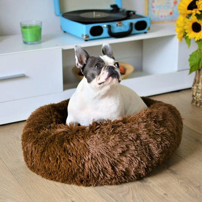 Huisdiermand Pluche Rond met Verhoogde Rand Grijs Bruin Roze voor Honden en Katten 40-120 cm Wasbaar Rustgevend Ontwerp