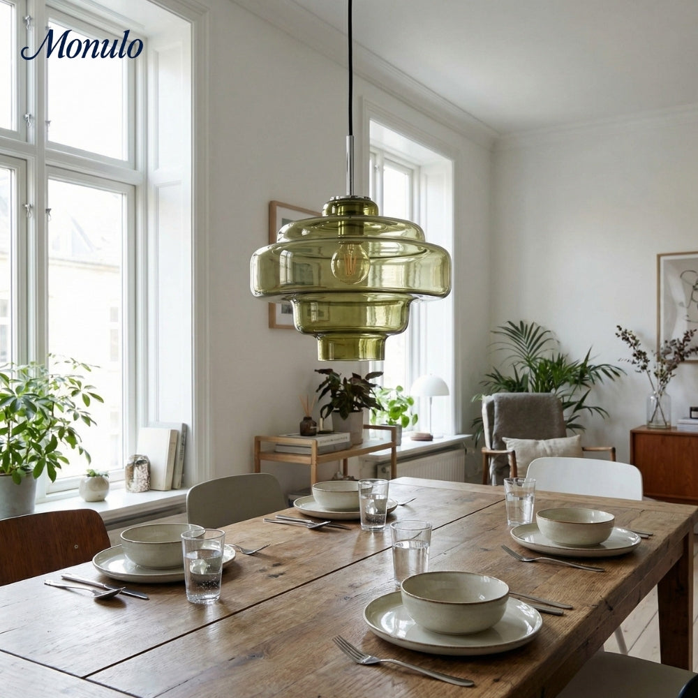 Gekleurde Glazen Hanglamp met Verstelbare Ophanging – Moderne Lichtpunt voor Eetkamer Keuken Woonkamer