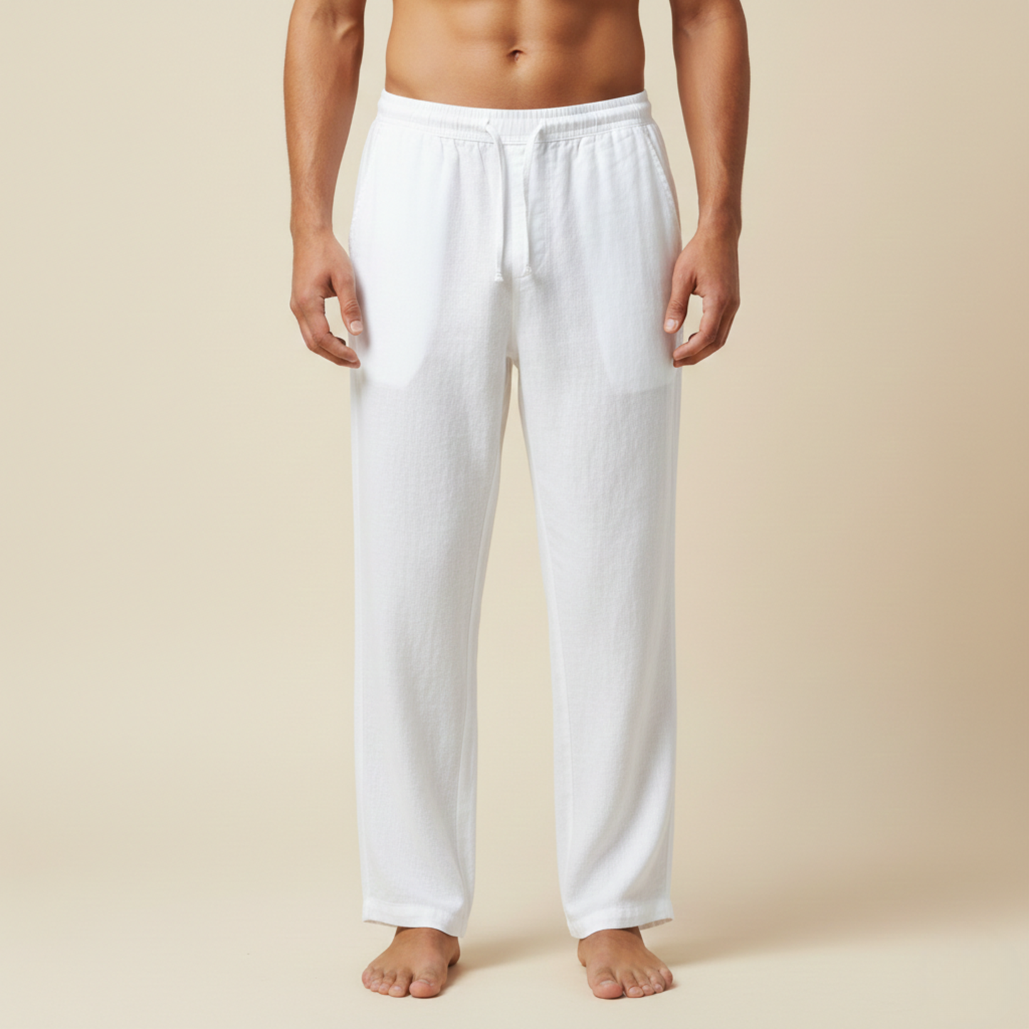 Leren Broek voor Mannen Linnen Luchtig en Ademend