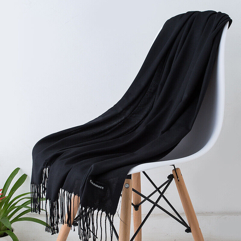 Kasjmieren Sjaal 200x70cm Zacht Warm Franje Effen Kleuren Winter Accessoire Veelzijdig Draagbaar Trendy Modesjaals Dames