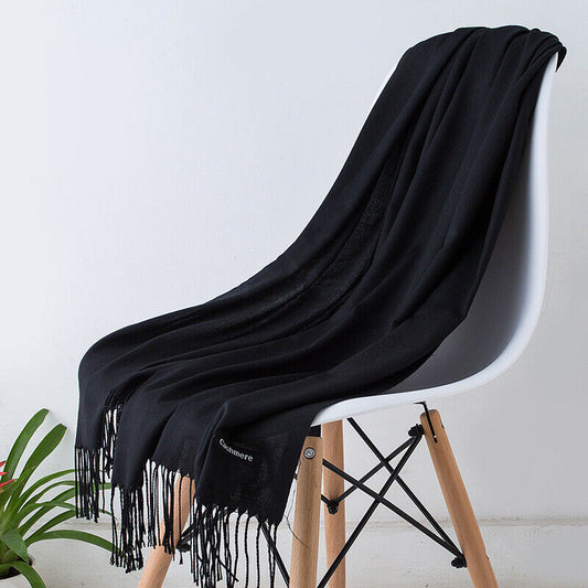 Kasjmieren Sjaal 200x70cm Zacht Warm Franje Effen Kleuren Winter Accessoire Veelzijdig Draagbaar Trendy Modesjaals Dames