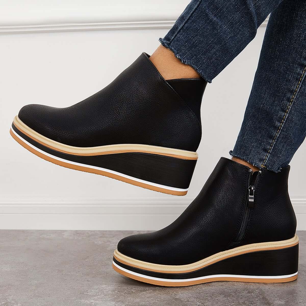 Dames Enkelboots Plateauzool Rits Sluiting